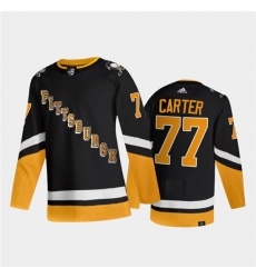Men Pittsburgh Penguins 77 Jeff Carter 2021 2022 Black Stitched Jersey