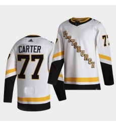 Men Pittsburgh Penguins 77 Jeff Carter 2021 Reverse Retro White Jersey