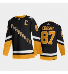 Men Pittsburgh Penguins 87 Sidney Crosby 2021 2022 Black Stitched Jersey