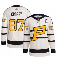 Men Pittsburgh Penguins 87 Sidney Crosby Cream 2023 Winter Classic Stitched Jersey