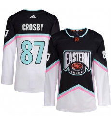 Men Pittsburgh Penguins 87 Sidney Crosby White Black 2023 All Star Stitched Jersey