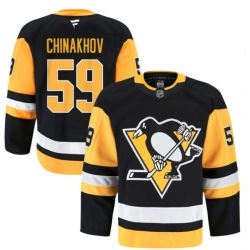 Men Pittsburgh Penguins Black Home Yegor Chinakhov #59 NHL Jersey