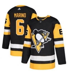 Men u2019s Pittsburgh Penguins 6 Marino black Authentic Stitched Hockey Jersey
