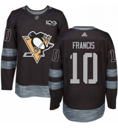 Mens Adidas Pittsburgh Penguins 10 Ron Francis Authentic Black 1917 2017 100th Anniversary NHL Jersey 