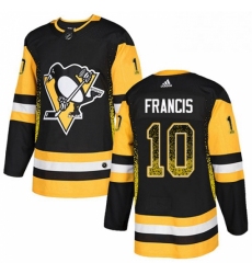 Mens Adidas Pittsburgh Penguins 10 Ron Francis Authentic Black Drift Fashion NHL Jersey 
