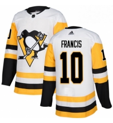 Mens Adidas Pittsburgh Penguins 10 Ron Francis Authentic White Away NHL Jersey 