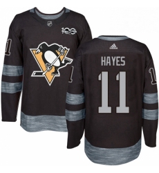 Mens Adidas Pittsburgh Penguins 11 Jimmy Hayes Authentic Black 1917 2017 100th Anniversary NHL Jersey 