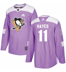 Mens Adidas Pittsburgh Penguins 11 Jimmy Hayes Authentic Purple Fights Cancer Practice NHL Jersey 