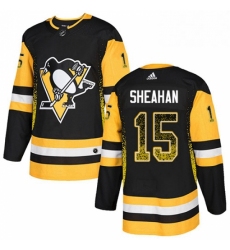 Mens Adidas Pittsburgh Penguins 15 Riley Sheahan Authentic Black Drift Fashion NHL Jersey 