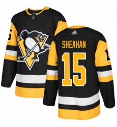 Mens Adidas Pittsburgh Penguins 15 Riley Sheahan Authentic Black Home NHL Jersey 