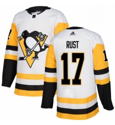 Mens Adidas Pittsburgh Penguins 17 Bryan Rust Authentic White Away NHL Jersey 