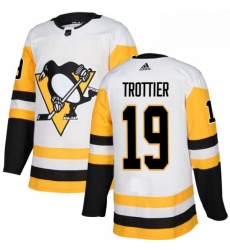 Mens Adidas Pittsburgh Penguins 19 Bryan Trottier Authentic White Away NHL Jersey 
