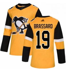 Mens Adidas Pittsburgh Penguins 19 Derick Brassard Premier Gold Alternate NHL Jersey 