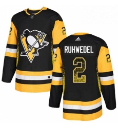 Mens Adidas Pittsburgh Penguins 2 Chad Ruhwedel Authentic Black Drift Fashion NHL Jersey 