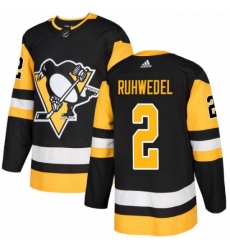 Mens Adidas Pittsburgh Penguins 2 Chad Ruhwedel Authentic Black Home NHL Jersey 