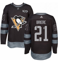Mens Adidas Pittsburgh Penguins 21 Michel Briere Authentic Black 1917 2017 100th Anniversary NHL Jersey 