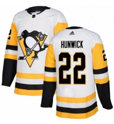 Mens Adidas Pittsburgh Penguins 22 Matt Hunwick Authentic White Away NHL Jersey 