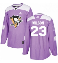 Mens Adidas Pittsburgh Penguins 23 Scott Wilson Authentic Purple Fights Cancer Practice NHL Jersey 