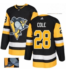 Mens Adidas Pittsburgh Penguins 28 Ian Cole Authentic Black Fashion Gold NHL Jersey 