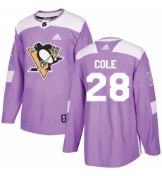 Mens Adidas Pittsburgh Penguins 28 Ian Cole Authentic Purple Fights Cancer Practice NHL Jersey 