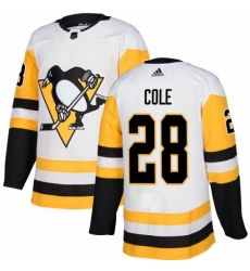 Mens Adidas Pittsburgh Penguins 28 Ian Cole Authentic White Away NHL Jersey 