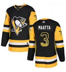 Mens Adidas Pittsburgh Penguins 3 Olli Maatta Authentic Black Drift Fashion NHL Jersey 