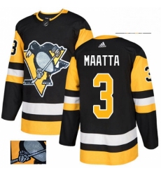 Mens Adidas Pittsburgh Penguins 3 Olli Maatta Authentic Black Fashion Gold NHL Jersey 