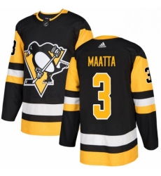 Mens Adidas Pittsburgh Penguins 3 Olli Maatta Authentic Black Home NHL Jersey 