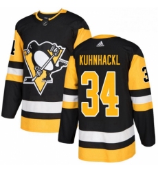 Mens Adidas Pittsburgh Penguins 34 Tom Kuhnhackl Authentic Black Home NHL Jersey 
