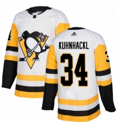 Mens Adidas Pittsburgh Penguins 34 Tom Kuhnhackl Authentic White Away NHL Jersey 
