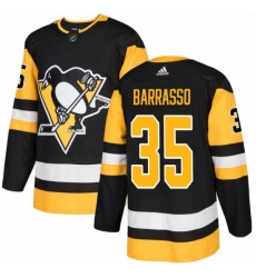 Mens Adidas Pittsburgh Penguins 35 Tom Barrasso Authentic Black Home NHL Jersey 