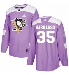 Mens Adidas Pittsburgh Penguins 35 Tom Barrasso Authentic Purple Fights Cancer Practice NHL Jersey 