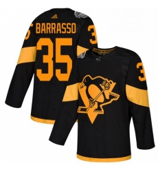 Mens Adidas Pittsburgh Penguins 35 Tom Barrasso Black Authentic 2019 Stadium Series Stitched NHL Jersey 