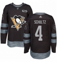 Mens Adidas Pittsburgh Penguins 4 Justin Schultz Authentic Black 1917 2017 100th Anniversary NHL Jersey 
