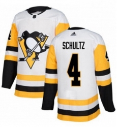 Mens Adidas Pittsburgh Penguins 4 Justin Schultz Authentic White Away NHL Jersey 