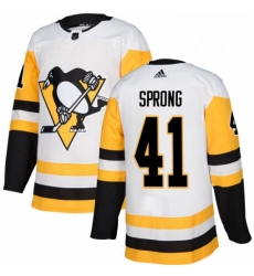 Mens Adidas Pittsburgh Penguins 41 Daniel Sprong Authentic White Away NHL Jersey 