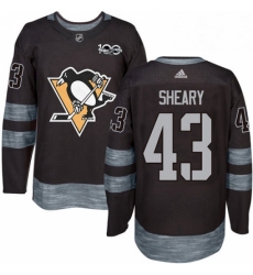 Mens Adidas Pittsburgh Penguins 43 Conor Sheary Authentic Black 1917 2017 100th Anniversary NHL Jersey 