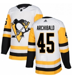 Mens Adidas Pittsburgh Penguins 45 Josh Archibald Authentic White Away NHL Jersey 