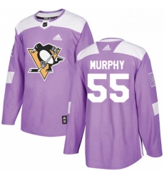 Mens Adidas Pittsburgh Penguins 55 Larry Murphy Authentic Purple Fights Cancer Practice NHL Jersey 