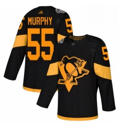 Mens Adidas Pittsburgh Penguins 55 Larry Murphy Black Authentic 2019 Stadium Series Stitched NHL Jersey 