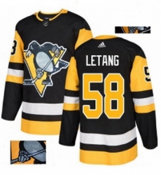 Mens Adidas Pittsburgh Penguins 58 Kris Letang Authentic Black Fashion Gold NHL Jersey 