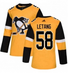 Mens Adidas Pittsburgh Penguins 58 Kris Letang Premier Gold Alternate NHL Jersey 