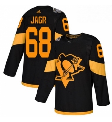 Mens Adidas Pittsburgh Penguins 68 Jaromir Jagr Black Authentic 2019 Stadium Series Stitched NHL Jersey 