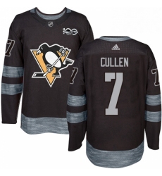 Mens Adidas Pittsburgh Penguins 7 Matt Cullen Authentic Black 1917 2017 100th Anniversary NHL Jersey 