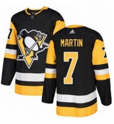 Mens Adidas Pittsburgh Penguins 7 Paul Martin Authentic Black Home NHL Jersey 