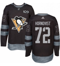 Mens Adidas Pittsburgh Penguins 72 Patric Hornqvist Authentic Black 1917 2017 100th Anniversary NHL Jersey 