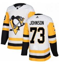 Mens Adidas Pittsburgh Penguins 73 Jack Johnson Authentic White Away NHL Jersey 