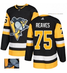 Mens Adidas Pittsburgh Penguins 75 Ryan Reaves Authentic Black Fashion Gold NHL Jersey 