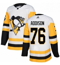 Mens Adidas Pittsburgh Penguins 76 Calen Addison Authentic White Away NHL Jersey 