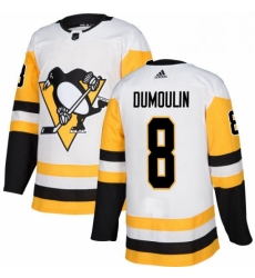 Mens Adidas Pittsburgh Penguins 8 Brian Dumoulin Authentic White Away NHL Jersey 
